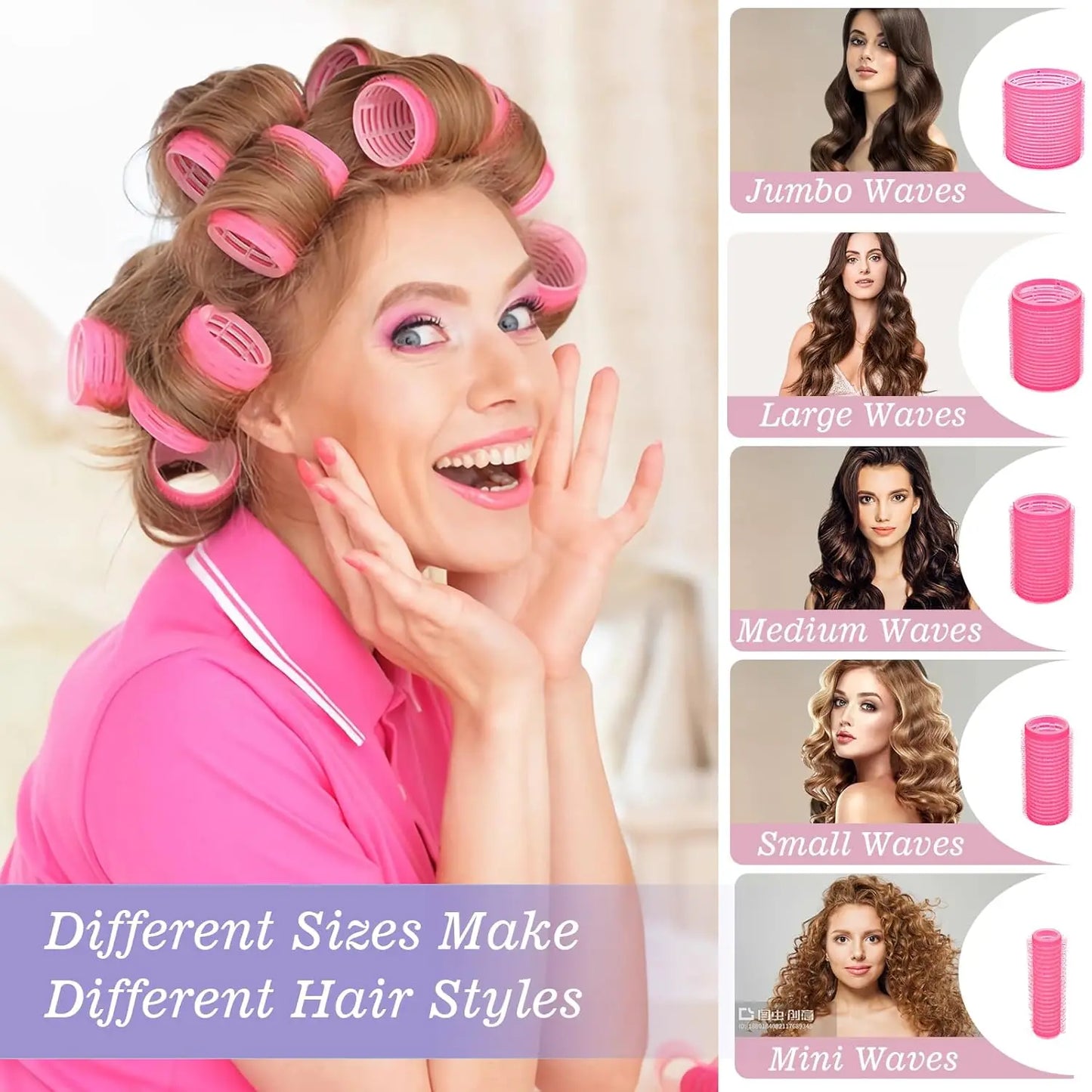 33 pcs Hair Curlers Rollers Self Grip Hair Curlers No Heat  with Clips & Tail Comb for Long Medium Short Hair