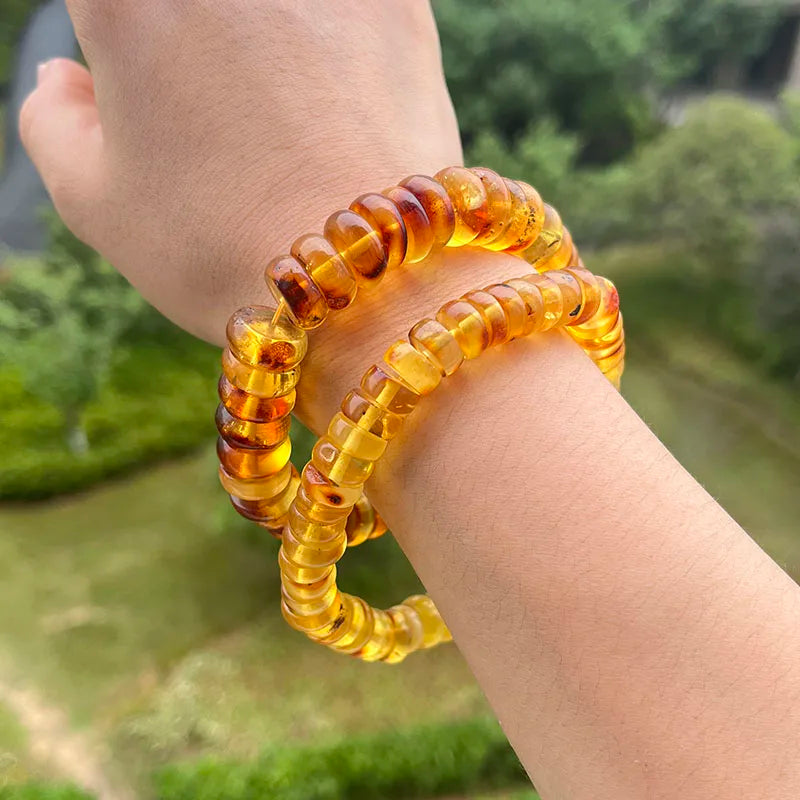 Baltic Plant Amber Bracelet for Women Gift Unique Handmade Irregular Golden Beads New Natural Stone Jewelry Supplier Wholesale