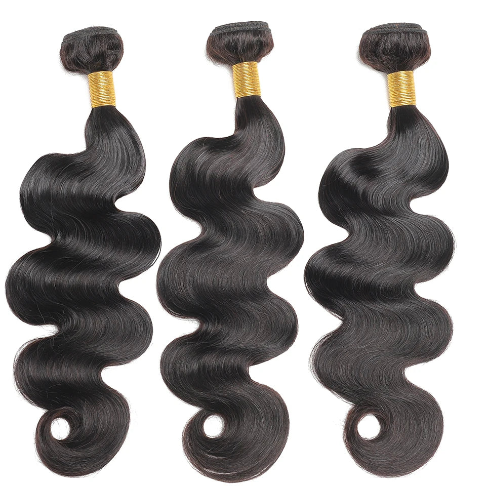 Body Wave Bundles Human Hair Indian Hair Weave Bundles 1/3/4 Pcs Bundles Natural Black 10-30 Inch Remy Hair Extensions Tissage