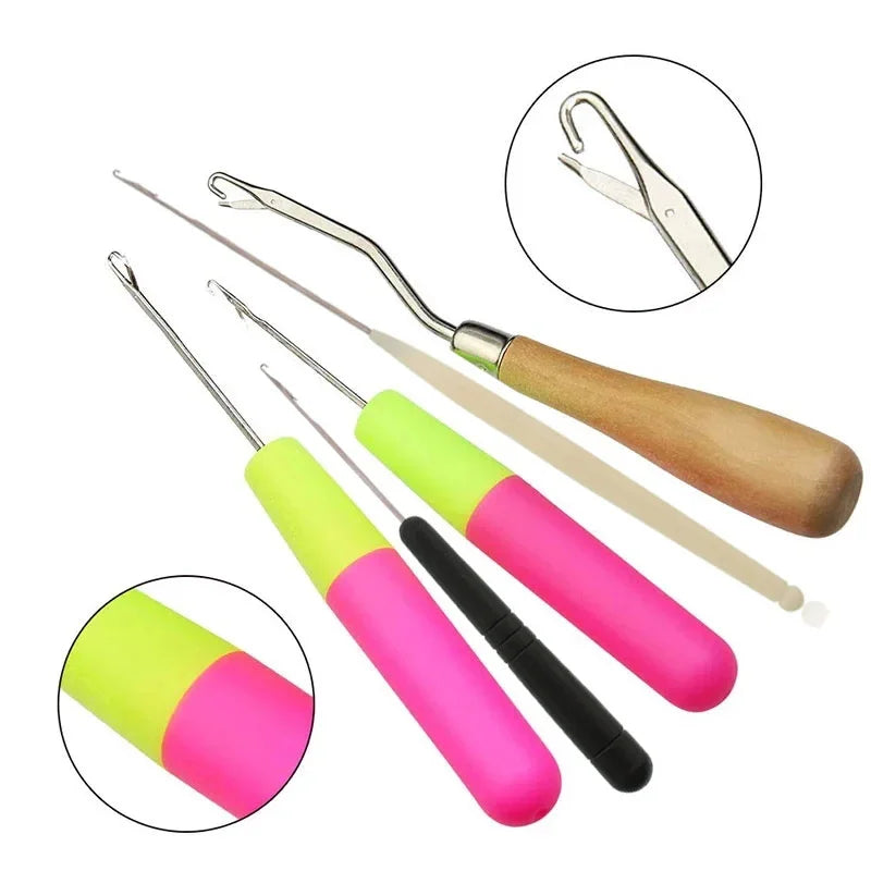 9 Pcs Bent Latch Hook Set Crochet Needle Dreadlocks Tool Knitting Crochet Hooks Hair Extensions Tool for Braiding