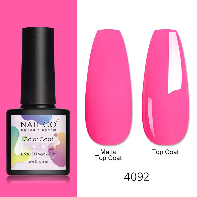 NAILCO 8ml Pink Red Colors Gel Nail Polish Nail Art Varnishes Gel Lacquer Coat LED Nails Manicure Design UV Gel Varnish Soak Off