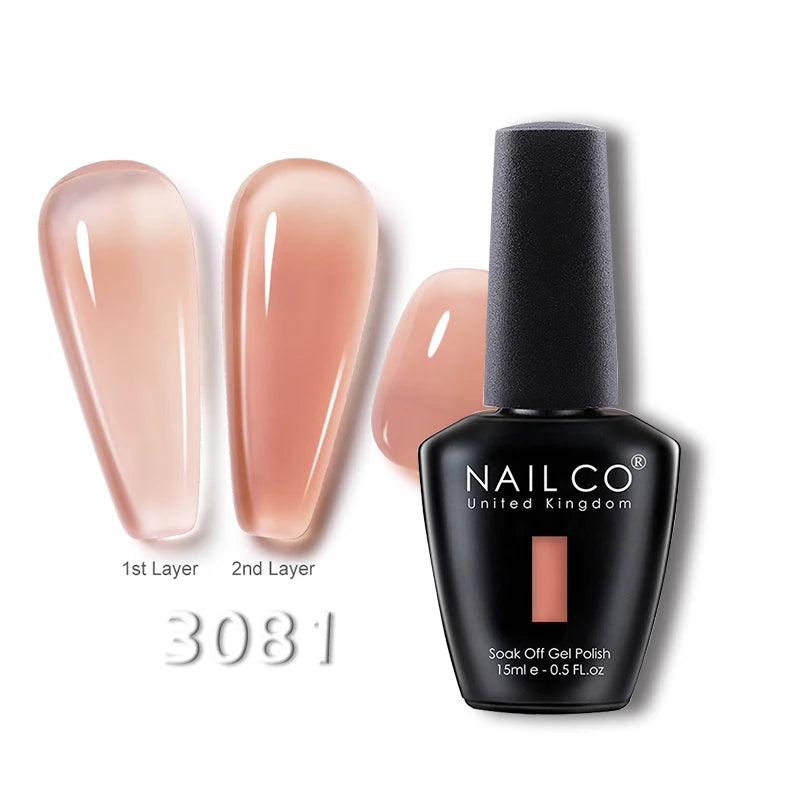 NAILCO 15ml Translucent Gel Nail Polish Semi-permanent Enamels Varnish For UV Nails Art Hybrid LED Nail Gel Transparent Manicure