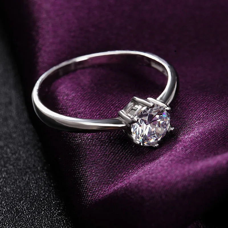 Luxury 925 Sterling Silver Classic Ring for Women Eight Hearts and Eight Arrows Zircon Gold Plated Six Claw Ring