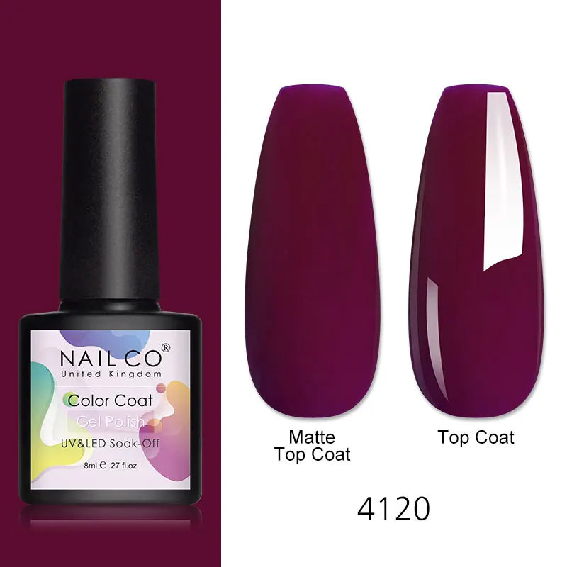 NAILCO 8ml Pink Red Colors Gel Nail Polish Nail Art Varnishes Gel Lacquer Coat LED Nails Manicure Design UV Gel Varnish Soak Off