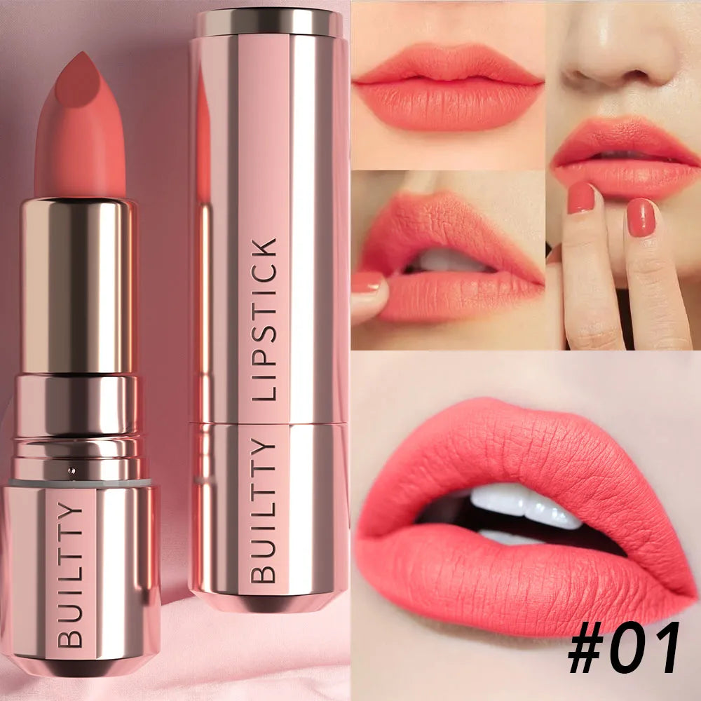 Matte Nude Lipstick Smooth Velvety Long Lasting Lip Stick Non-Stick Cup Not Fade Nude Lip Stick Makeup Gifts for Women and Girls