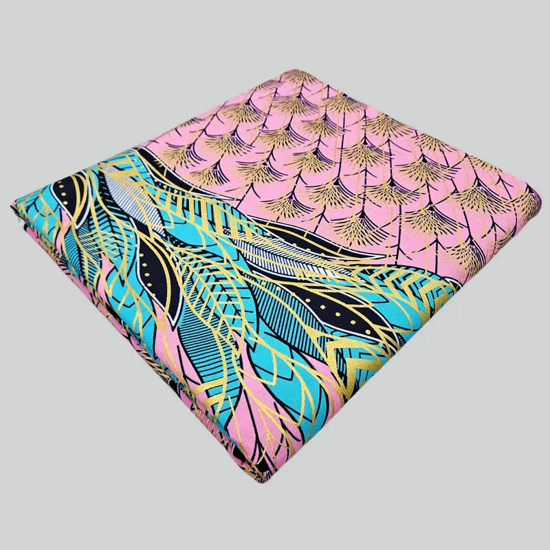 100% cotton wax printed fabric, printing with golden pearl powder, DIY making and sewing clothes, dress, shoes and bag