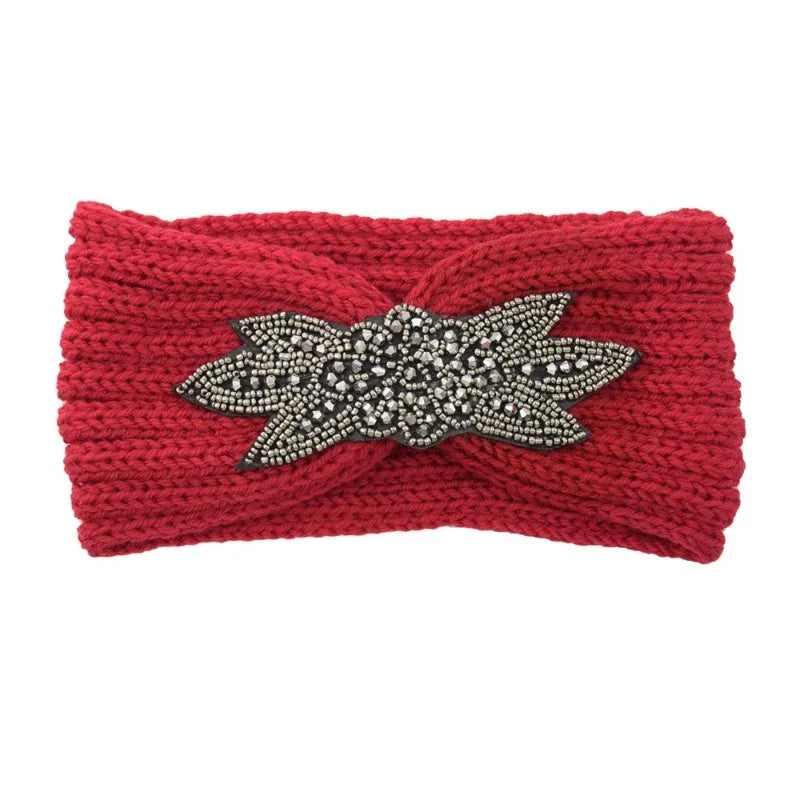 Knitted Rhinestone Butterfly Headband - Fashionable Hair Accessory