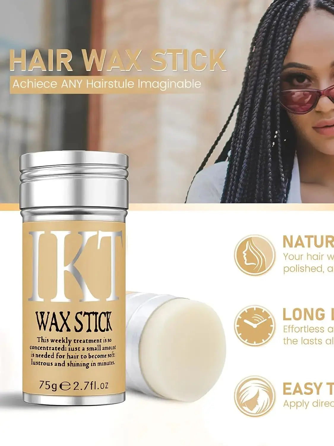 High Quality Hair Wax Stick for Wigs and Hairstyling-Edge Control, Non-Greasy Pomade for Fly Away and Frizzy Hair,Christmas gift