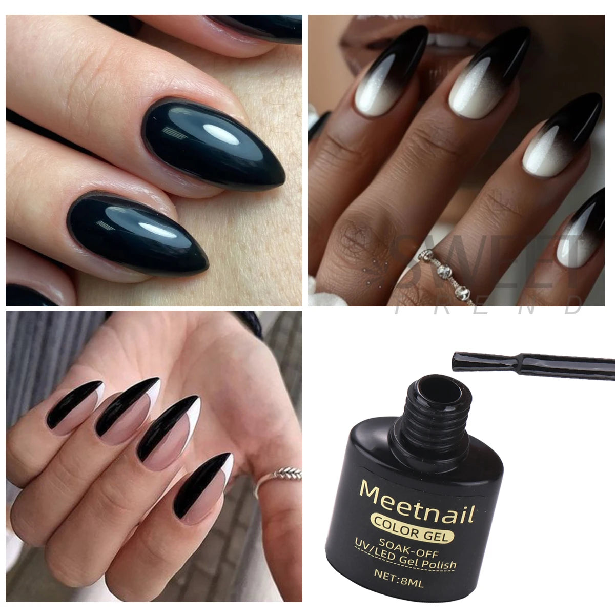 2Pcs Black White Nail Gel Polish Set 8Ml Semi Permanent Soak Off UV LED Varnish Manicure Tools Design DIY Charm Manicure Lacquer
