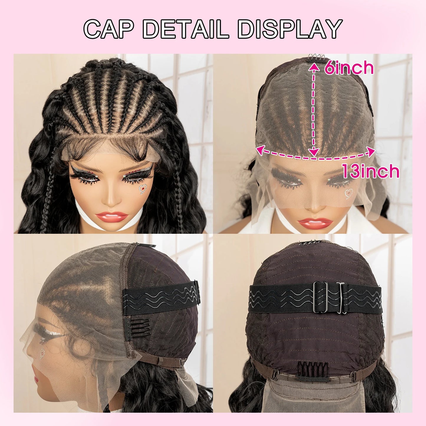 Synthetic Black Hair Wig with Braids for Women 28 Inch Wavy Natural Looking Synthetic Heat Resistant Fiber Wig for Daily Use