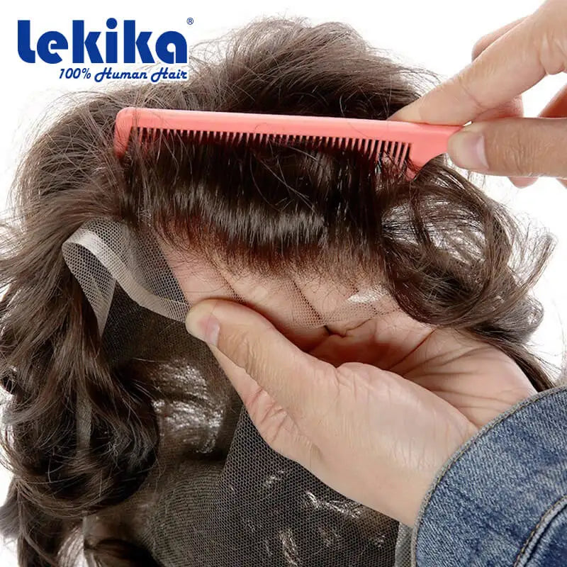 Full Swiss Lace Toupee Ultra Delicate AIR-Lace Male Hair Prosthesis Breathable 100% Natural Human Hair System Unit Mens Wig