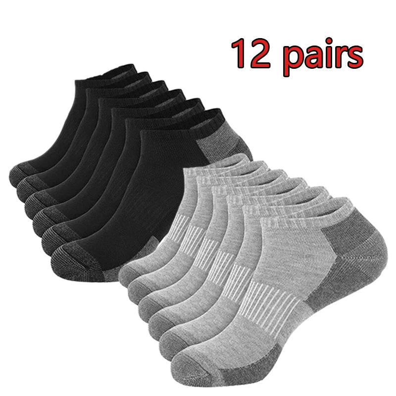 12 Pack Mens Cushioned Ankle Socks, Low Cut Breathable Casual Spring, summer, autumn Socks