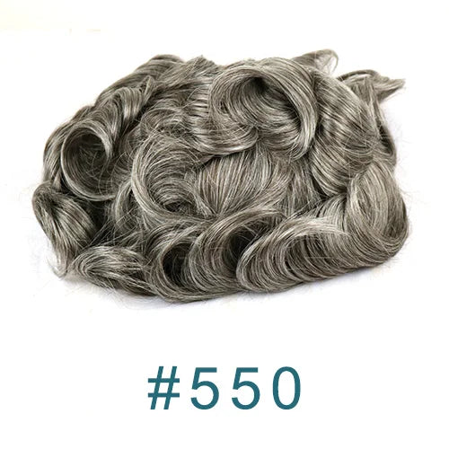 Realistic Men's Toupee Durable NPU Bond Gray Male Human Hair Prosthesis Capillary System Natural Hairline Comfortable Fine Mono