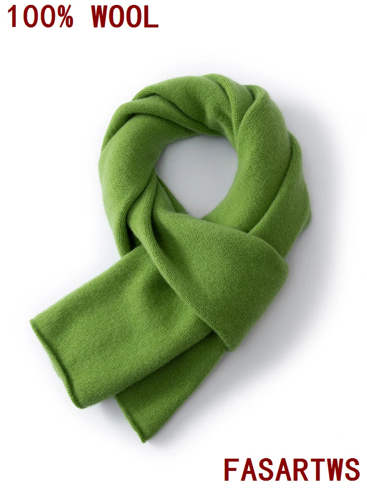 100% Wool Winter Scarf - Knitted Shawl Wrap