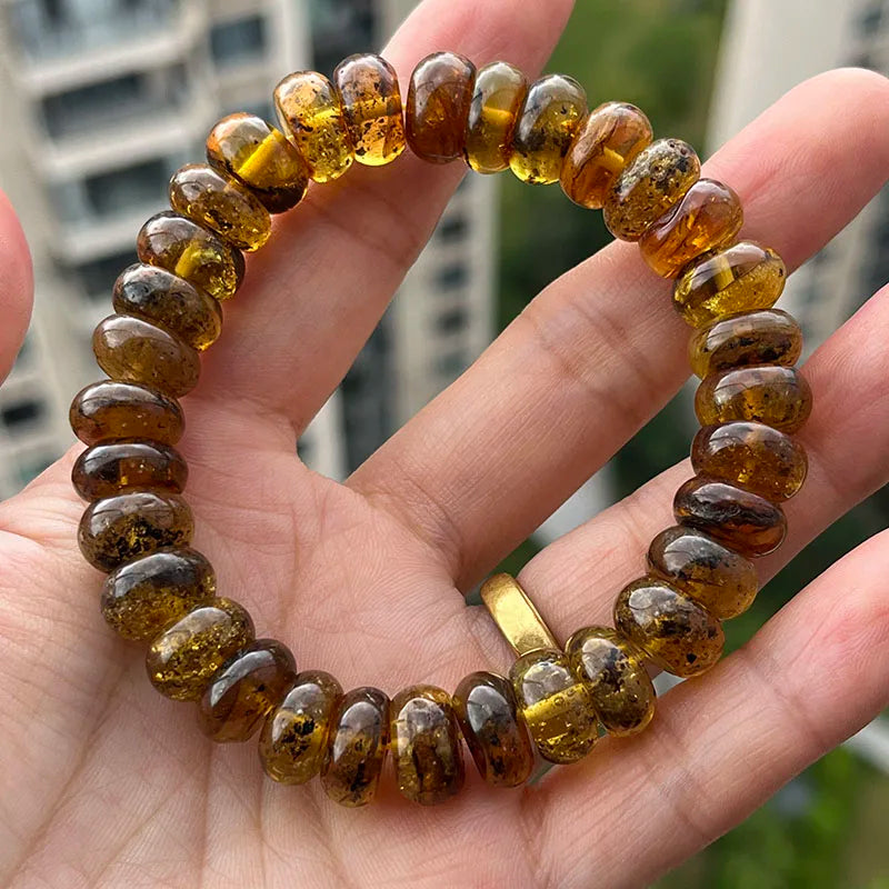 Baltic Plant Amber Bracelet for Women Gift Unique Handmade Irregular Golden Beads New Natural Stone Jewelry Supplier Wholesale