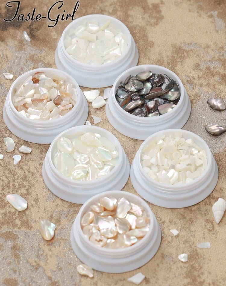 1 Pot Nails Abalone Shell Fragments Texture Natural Sea Shell 3d Charm Nail Art Decoration Slice DIY Beauty Salon Tools new