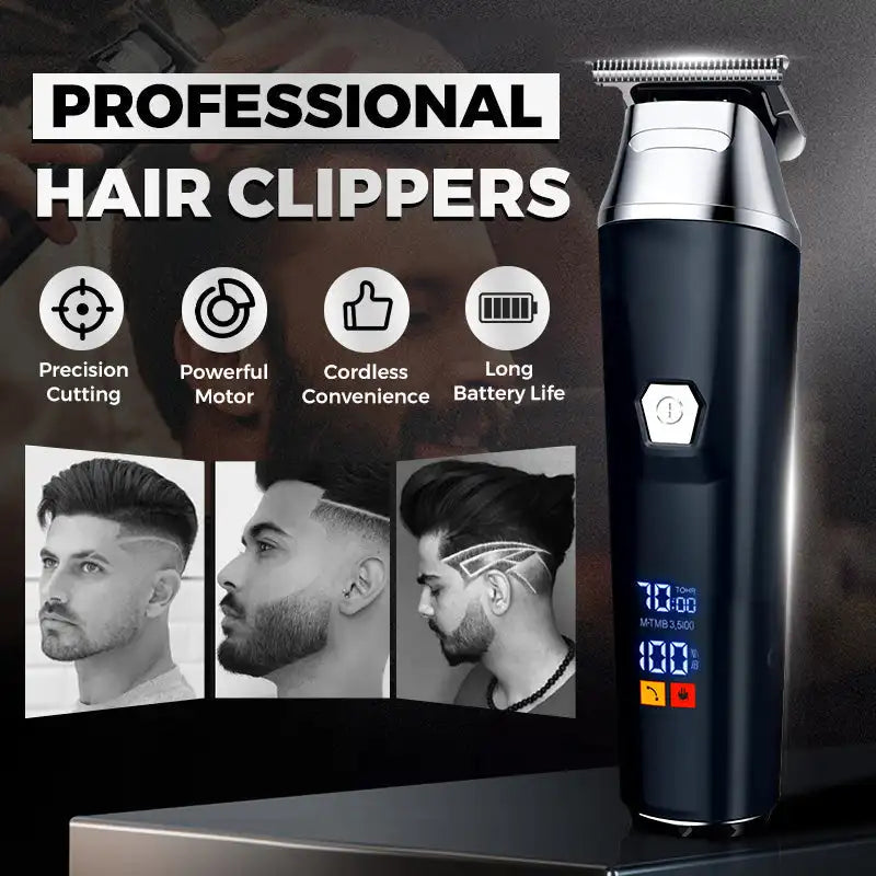Household Digital Display Professional Electric Hair Clipper Set Portable USB Chargeable Electric Clipper Cordless Hair Trimmer