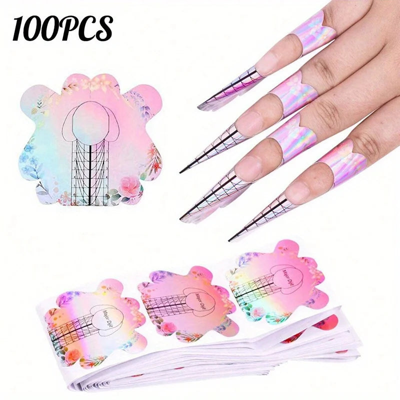 Nails Art UV Gel Tips Extension Builder Form Acrylic French Printed Nail Tip Extension Stencil Stickers for Manicure Tools