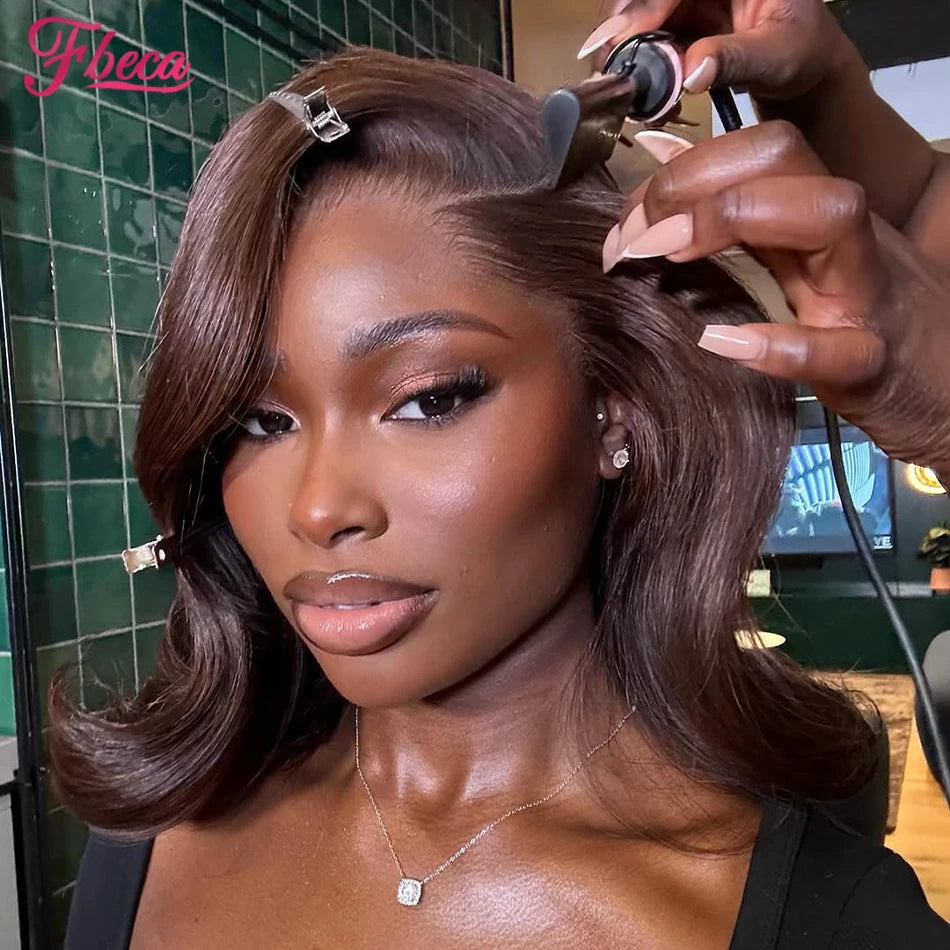 Body Wave Chocolate Brown Human Hair Wig Lace Front 13x6 13x4 HD Frontal Colored Wigs Preplucked For Women 180 Density 12"-18"