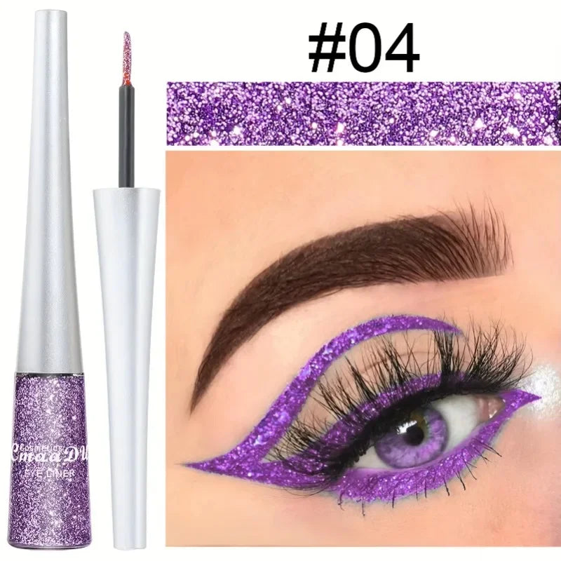 1PC Glittering Liquid Eye Shadow, Eyeliner, Pearlescent Sequins, High Saturation, Easy Makeup Removal, Suitable for Festivals