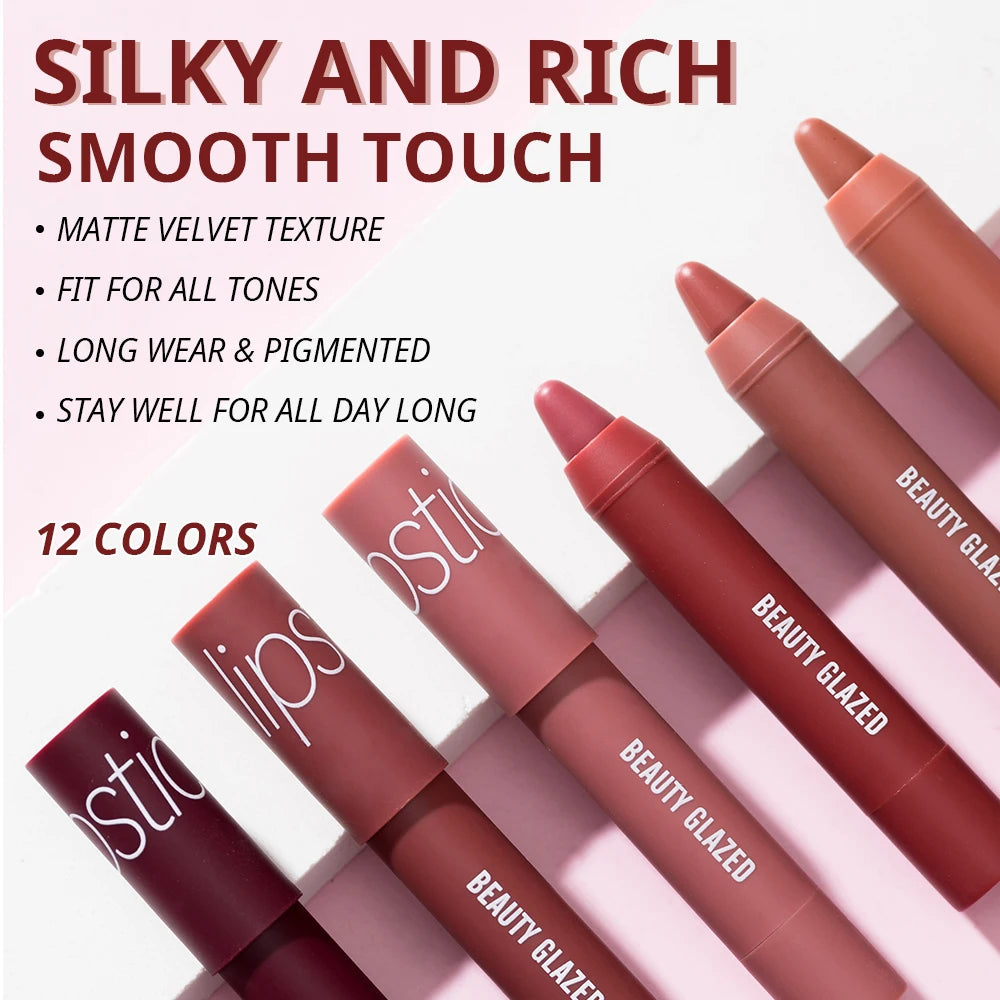 BEAUTY GLAZED 2pcs Lip Makeup Set,Matte Lipstick + Moisturizing Lip Oil,Nude Lipstick Matte Lipstick: Hydrate, Nourish, Brighten