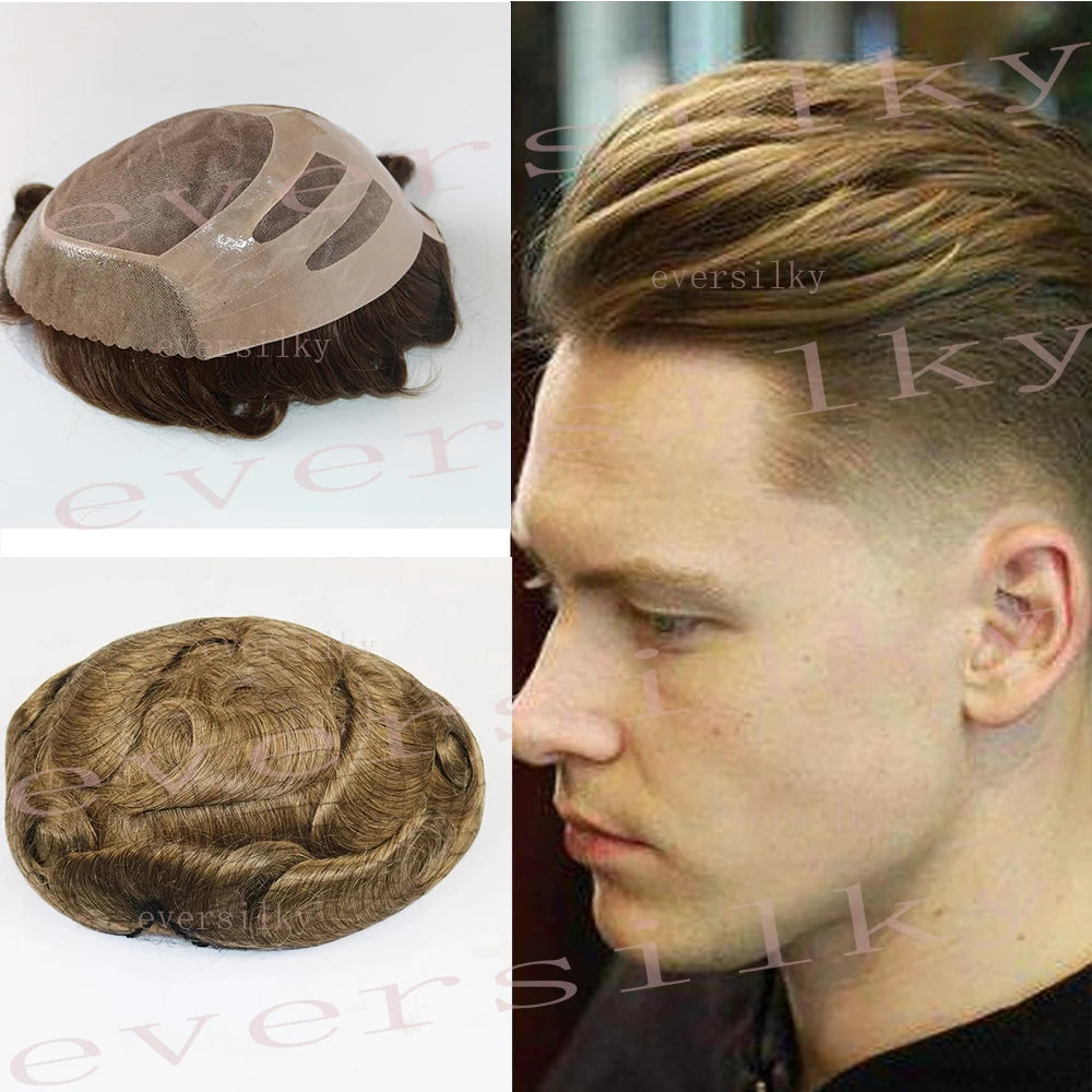 Realistic Men's Toupee Durable NPU Bond Gray Male Human Hair Prosthesis Capillary System Natural Hairline Comfortable Fine Mono