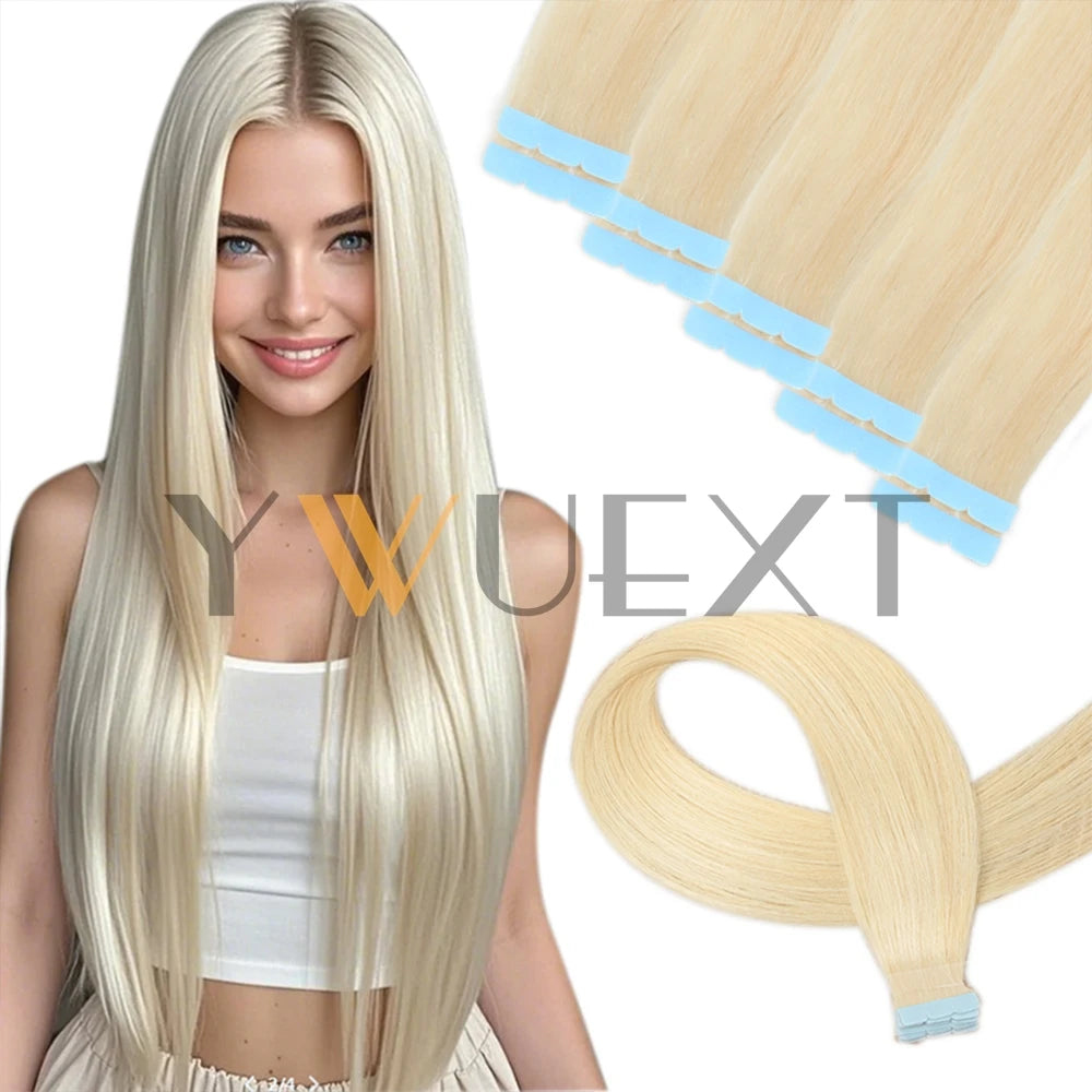 Mini Tape In Human Hair Extensions 12"-24" Machine Remy Skin Weft Adhesive Tape Hair Natural Black Brown Blonde Tape Ons 10pcs