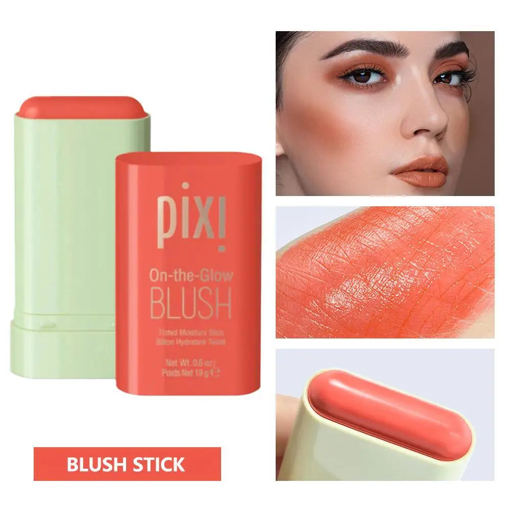 Blush Stick Natural Nude Cream Blush for Cheeks Lips Buildable Solid Blush Formula with Velvet Finish, Easy-Blend Makeup Stick