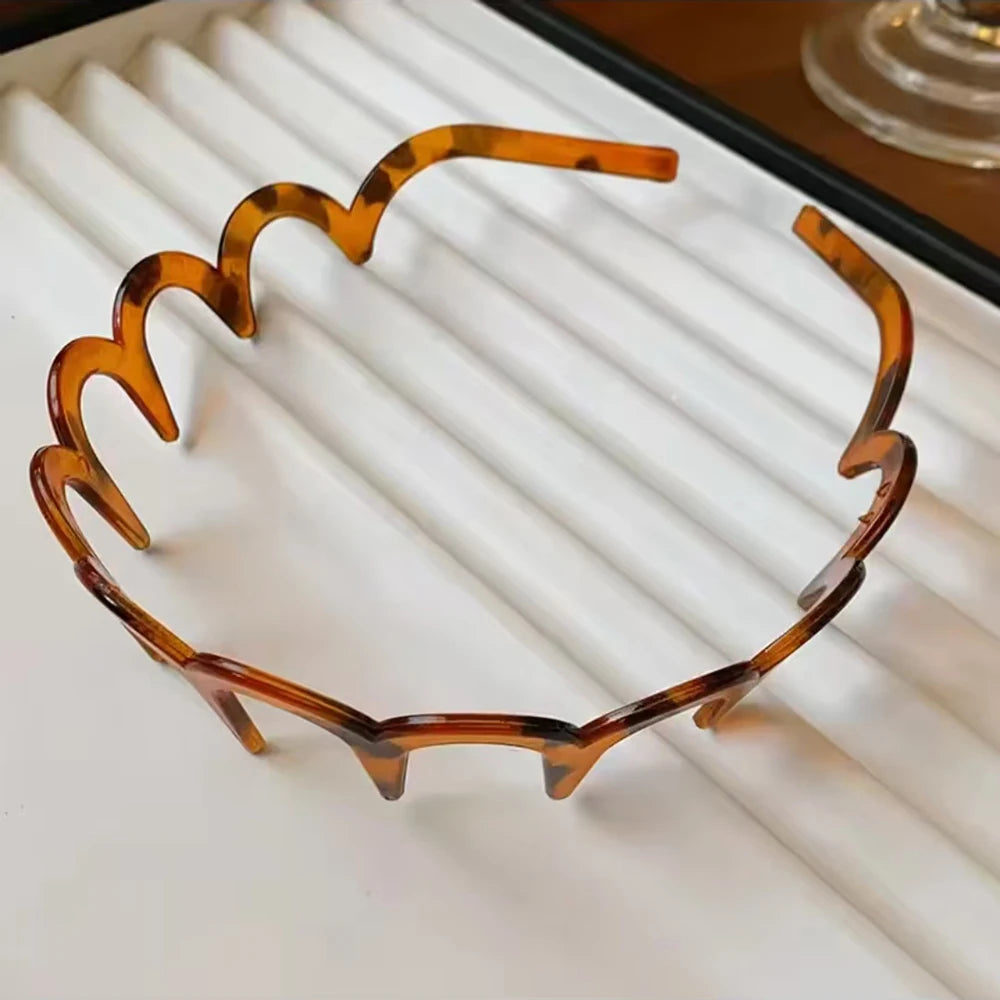 Brown Resin Hairband - Wave Toothed Non-Slip Hair Comb