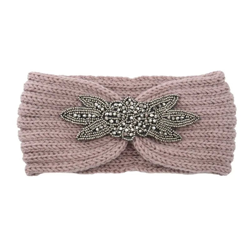 Knitted Rhinestone Butterfly Headband - Fashionable Hair Accessory