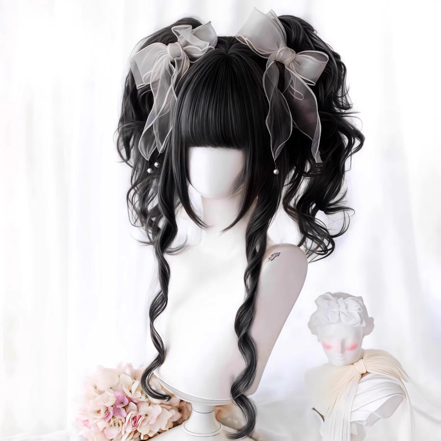 Platinum Blue Gradient Long Curly Wig - Heat Resistant Synthetic Cosplay