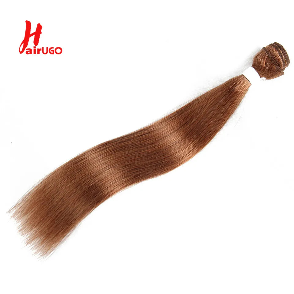 30# Straight Hair Weave Remy Brown 1/2/3 Straight Human Hair Bundles HairUGo Human Hair Extensions Hair Weaving Wholesale Price