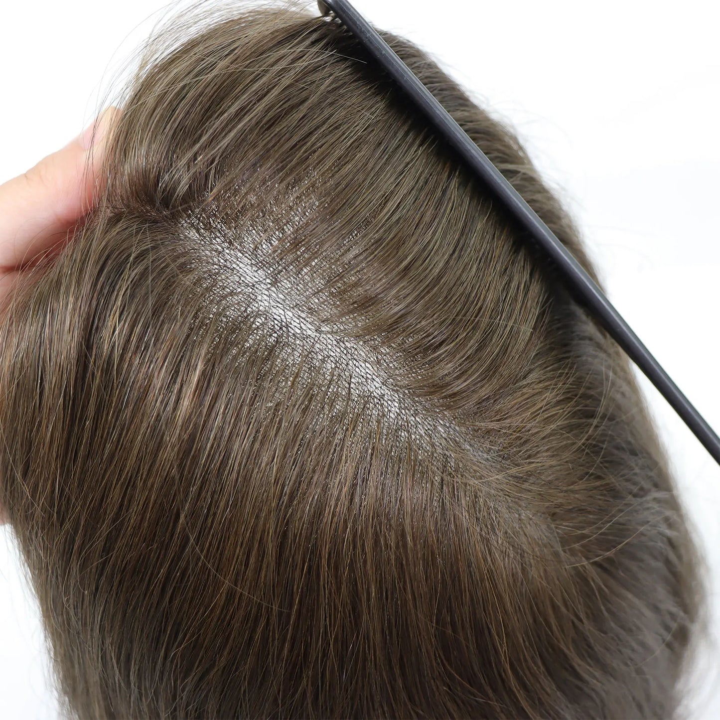 BIO /Full Skin PU Human Hair Men Toupee Blonde Colored 13" Long Straight Human Hair Wigs For Men Replacement Systems Hair Piece