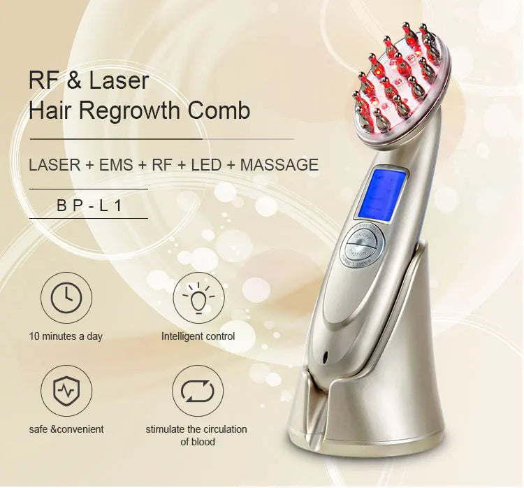 Electric Laser Hair Growth Comb Anti Hair Loss Massage Therapy Infrared RF Red Light EMS Vibration Massager Hair Brush Hair Care