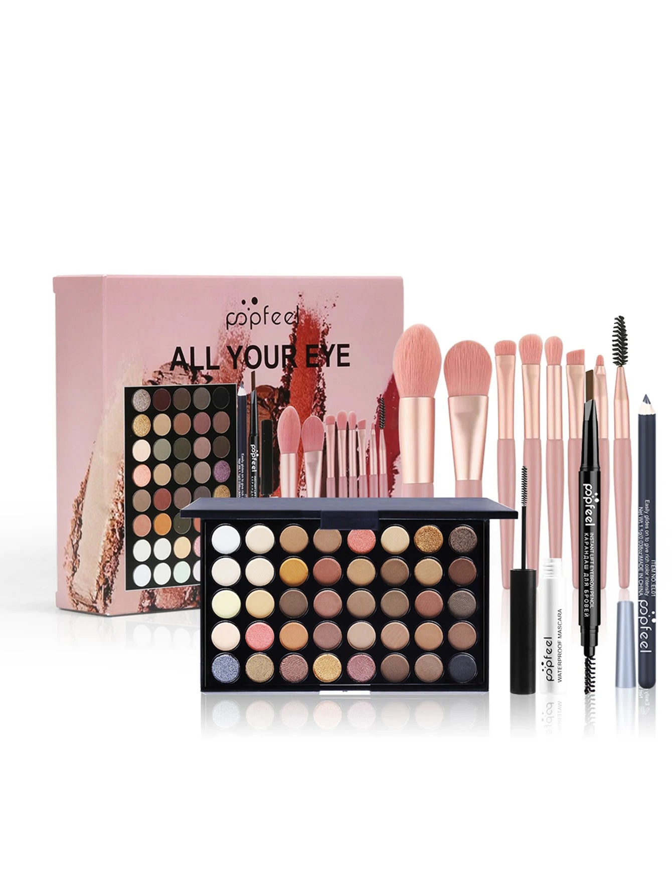 40 Colors Eyeshadow Palette Set, Eyebrow Pencil Eyeliner Pen Mascara With A Set Of Makeup Brushes Eye Cosmetics