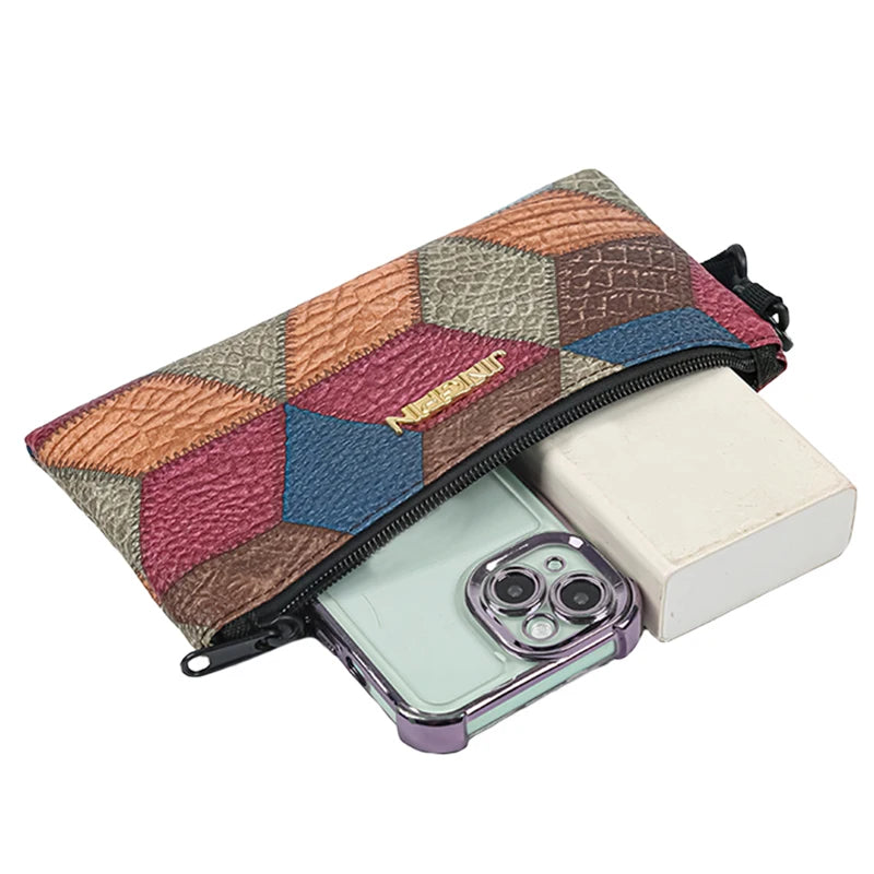 Neutral color bag - fashionable handbag with ethnic retro multi-color design - suitable for gift-giving and social occasions