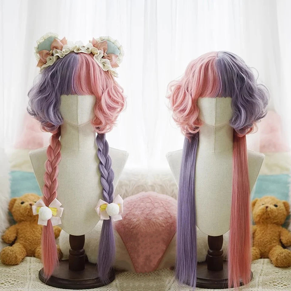 Platinum Blue Gradient Long Curly Wig - Heat Resistant Synthetic Cosplay