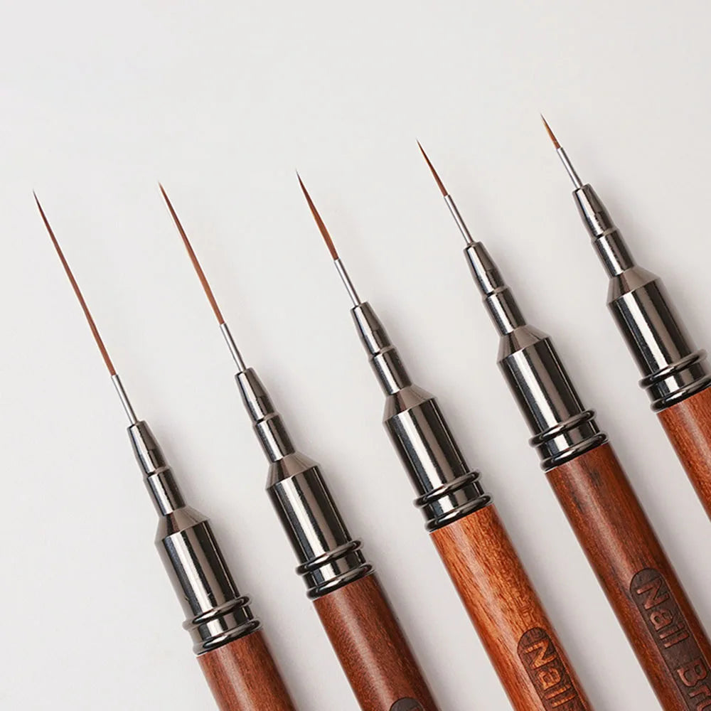 Nail Art Brushes Wood Nail Art Liner Brushes 4/8/12/20/25mm Painting Art Design Brush Super Thin Details Nail Pen Drawing Lines