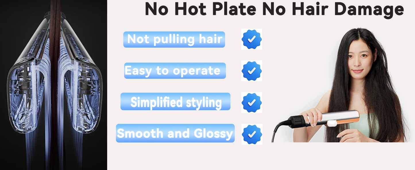 2-in-1 Hair Straightener & Dryer Combo with Smart Temperature Control and Digital LCD Display - Quick Styling for Home & Salon