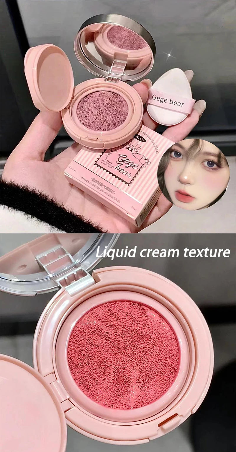 Cute Liquid Blusher Air Cushion Nude Natural Face Brighten Apricot Peach Tint Blush Shading Rouge Rubor Korean Makeup Cosmetics
