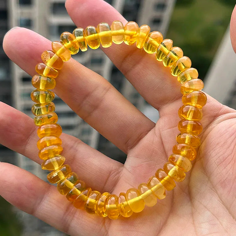 Baltic Plant Amber Bracelet for Women Gift Unique Handmade Irregular Golden Beads New Natural Stone Jewelry Supplier Wholesale