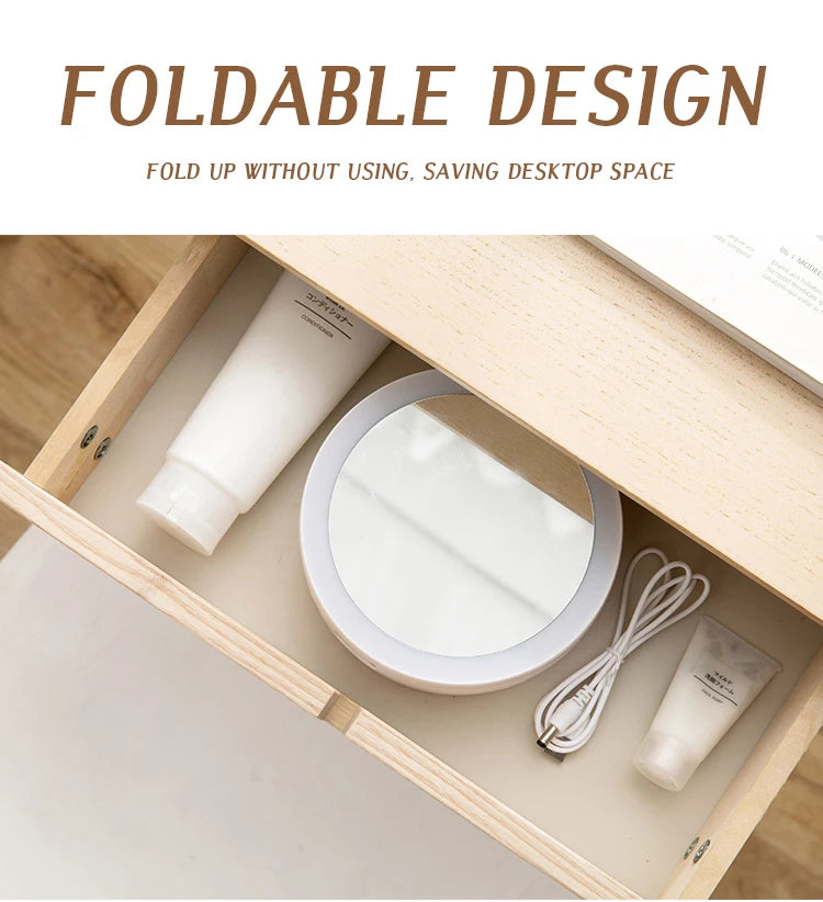 Dry Battery/USB Dual Purpose Double-Sided Mirror LED Makeup Mirror Portable Makeup Mirror Makeup Light With 10XMagnification