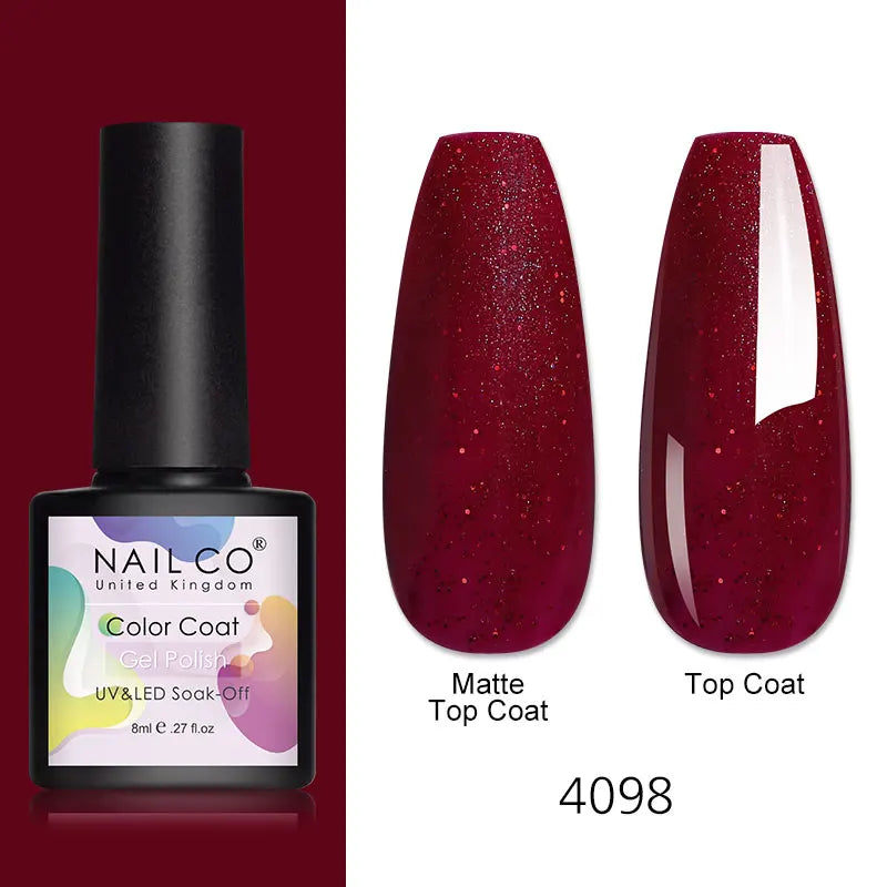 NAILCO 8ml Pink Red Colors Gel Nail Polish Nail Art Varnishes Gel Lacquer Coat LED Nails Manicure Design UV Gel Varnish Soak Off