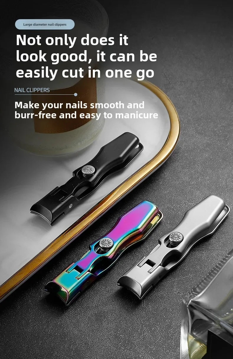 Nail Clippers Stainless Steel Wide Jaw Opening Manicure Fingernail Cutter Thick Hard Ingrown Anti Splash Toenail Scissors tools