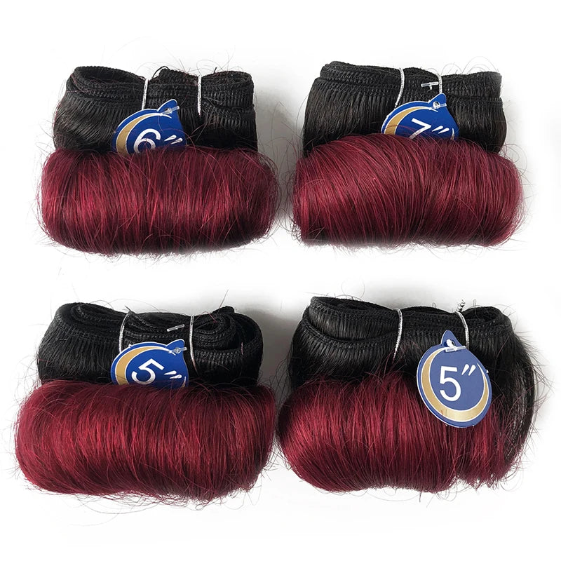 4Pcs/Lot Blonde Curly Bundles 100% Human Hair Ombre Color 1B 27 30 99J Brazilian Remy Hair Weave Bundles Human Hair Extension