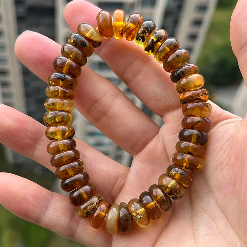 Baltic Plant Amber Bracelet for Women Gift Unique Handmade Irregular Golden Beads New Natural Stone Jewelry Supplier Wholesale