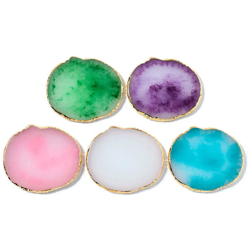 Nail Art Palette False Nail Tips Mixing Color Drawing Pallet Gel Polish Display Shelf Round Resin Agate Stone Manicure Tool