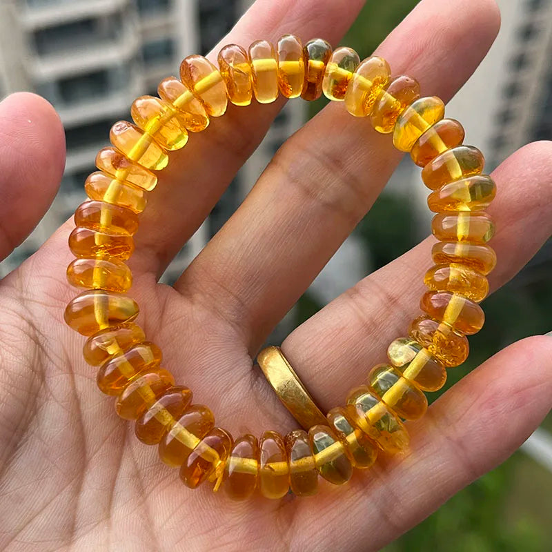 Baltic Plant Amber Bracelet for Women Gift Unique Handmade Irregular Golden Beads New Natural Stone Jewelry Supplier Wholesale