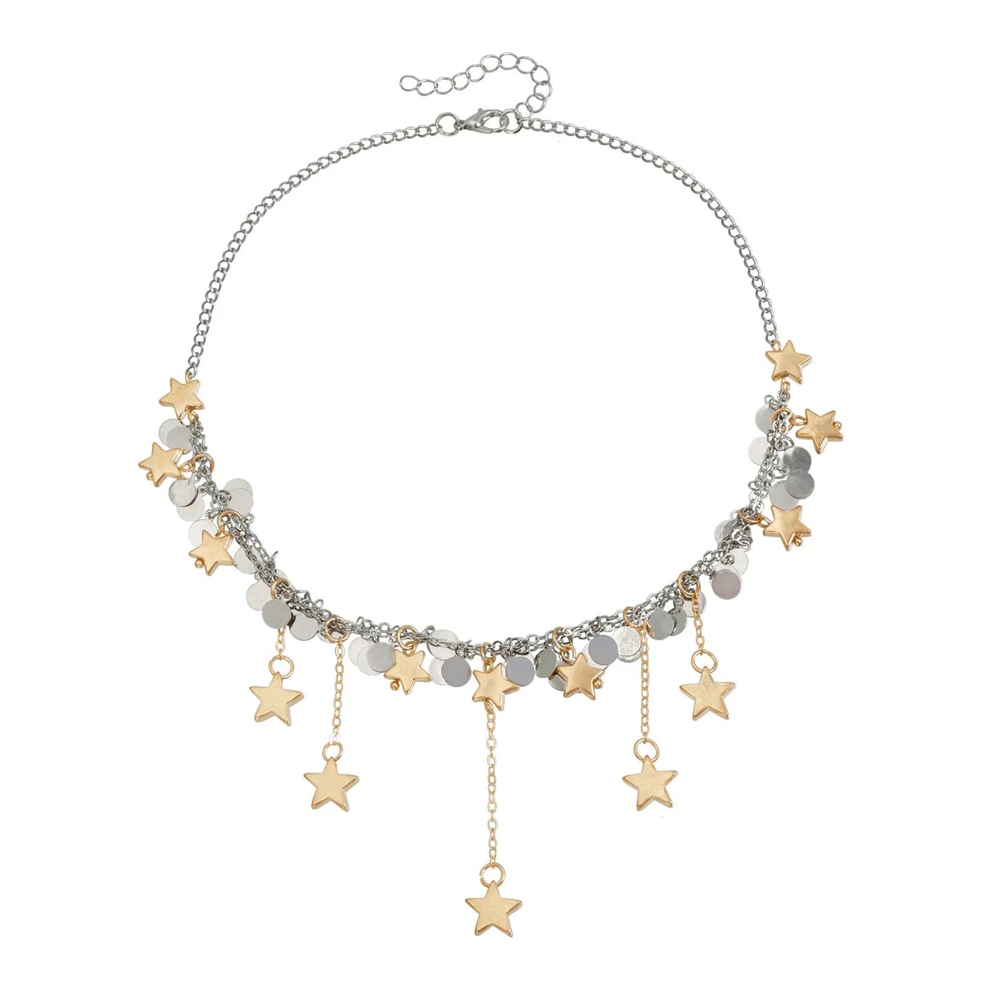 Geometric Multi Star Charm Necklace Women's Luxury Fashion Spicy Girl Style Jewelry Accessories