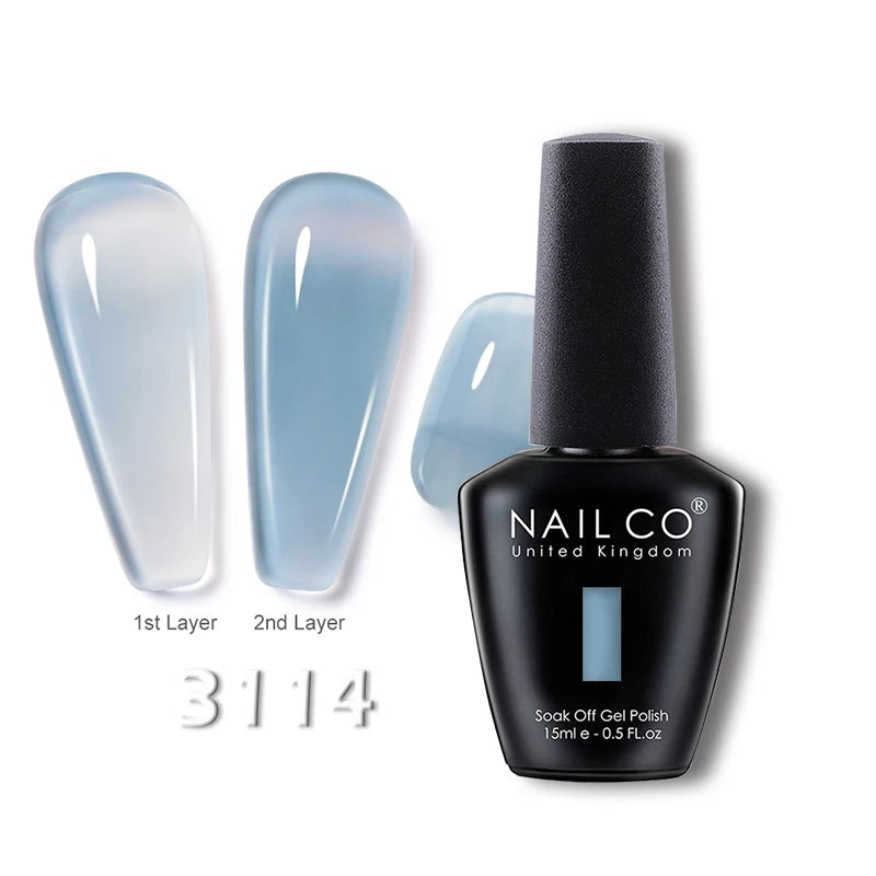 NAILCO 15ml Translucent Gel Nail Polish Semi-permanent Enamels Varnish For UV Nails Art Hybrid LED Nail Gel Transparent Manicure